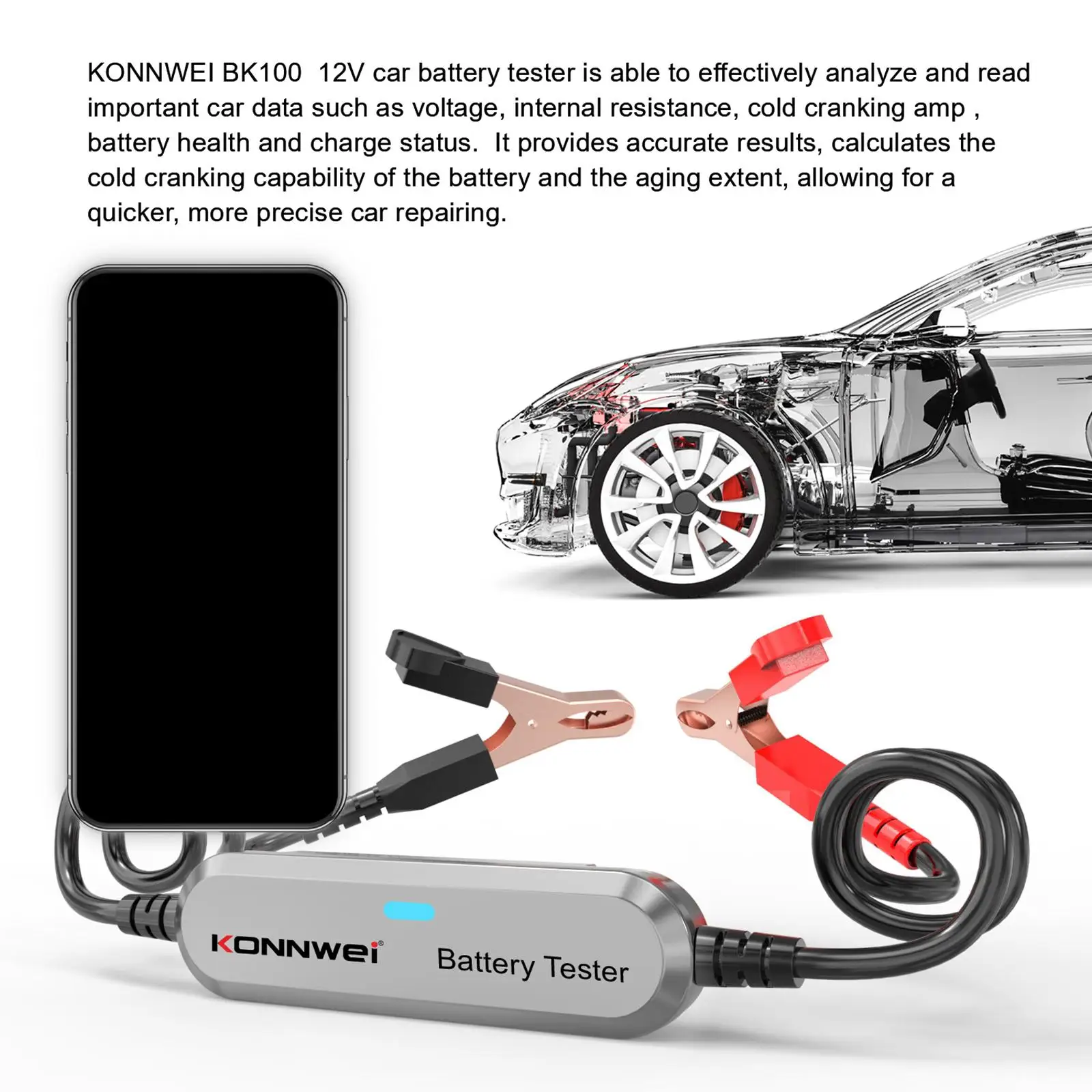 BK100 Battery , 2000 CCA, Battery Detector, Battery for Battery Car Battery