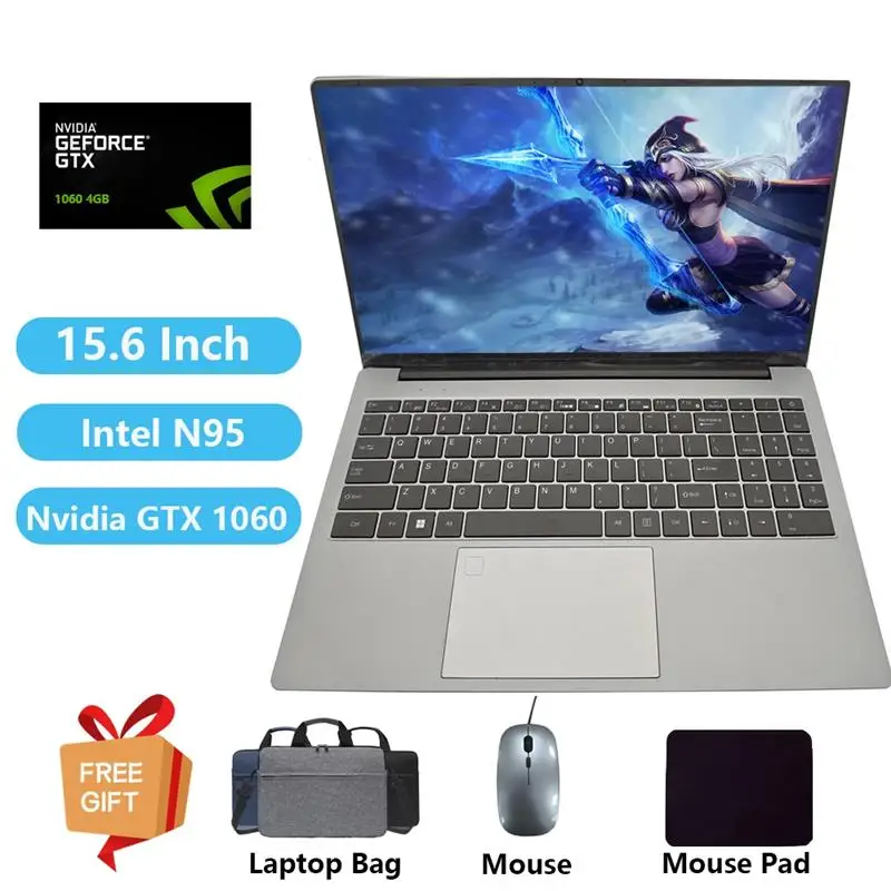 To Laptop with Graphics Card NVIDIA GTX1060 Windows 11 Computer School Notebooks Intel N95 32GB RAM +1TB RJ45 Netbook