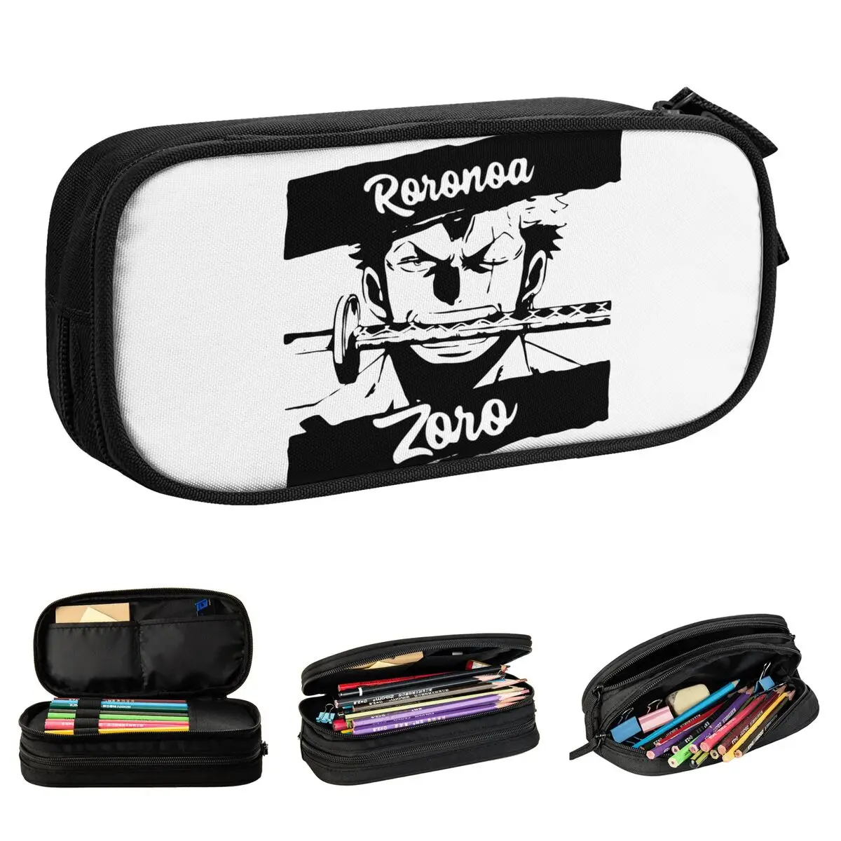 Roronoa Zoro O Maior Estojo de Lápis Espadachim, Luffy Manga Pen Box, Meninas e Meninos Caneta Suprimentos, Lápis Cosméticos