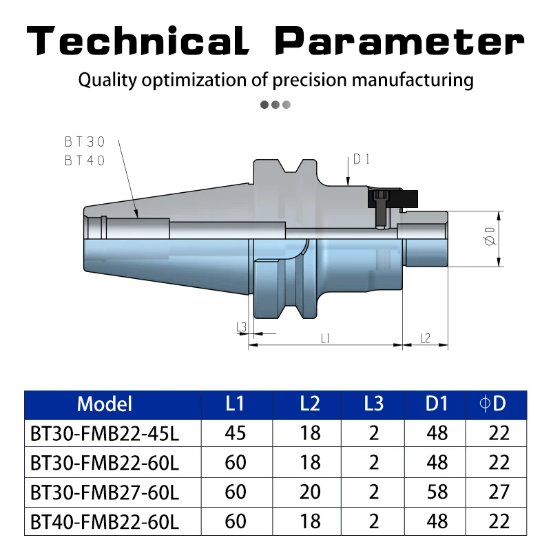 CNC Tool Holder BT30/40 Machining Centre Connecting Bar Surface Milling Cutter Disc Milling Toolholder High Precision FMB22/27