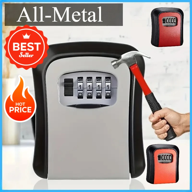 1 قطعة خزنة بمفتاح علوي قابلة للطي آمن للغاية، تخزين مفاتيح معدني بالكامل باهظة الثمن مع وصول مزيج للمنزل والطوارئ #1