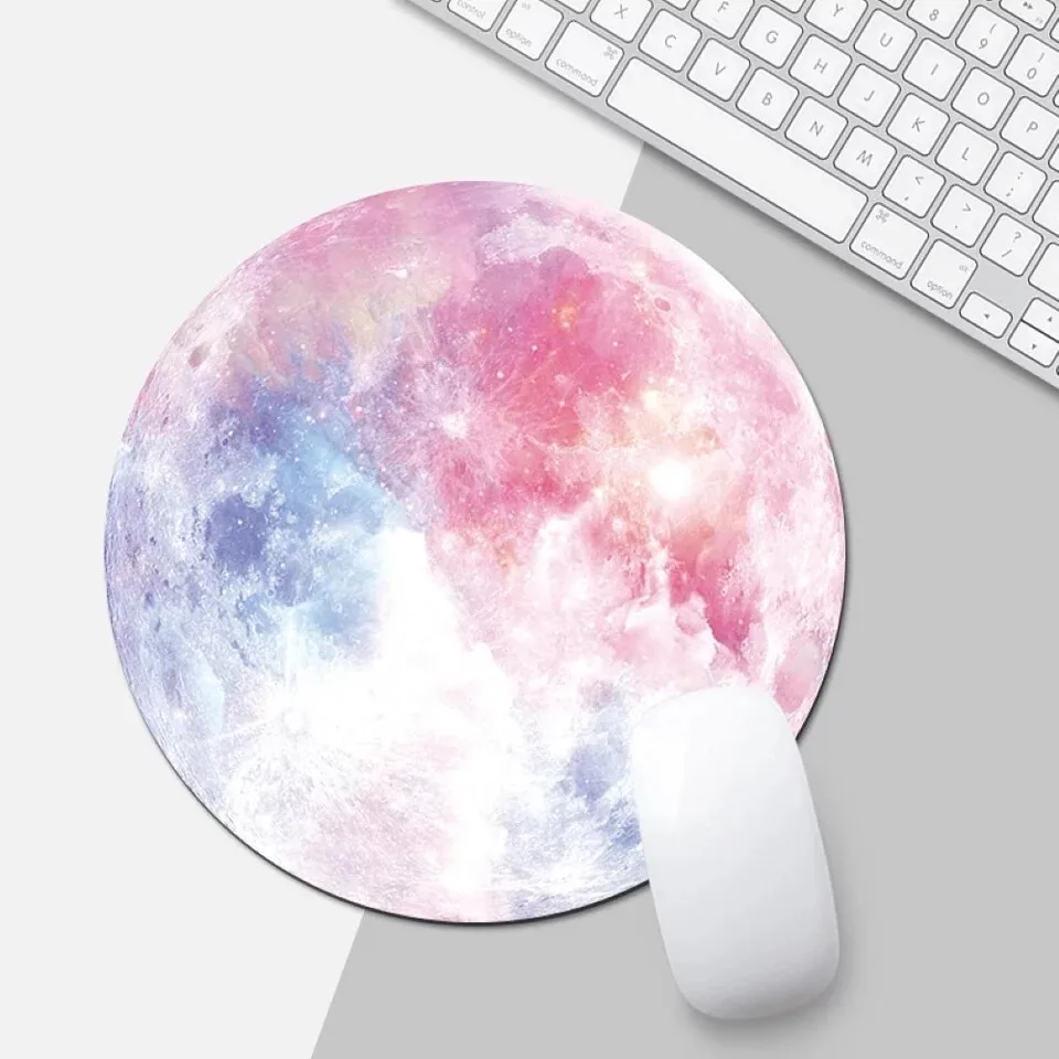 Moon, planet circular mouse pads, space circular mouse pads, PC gaming anti-slip mouse pads for laptops