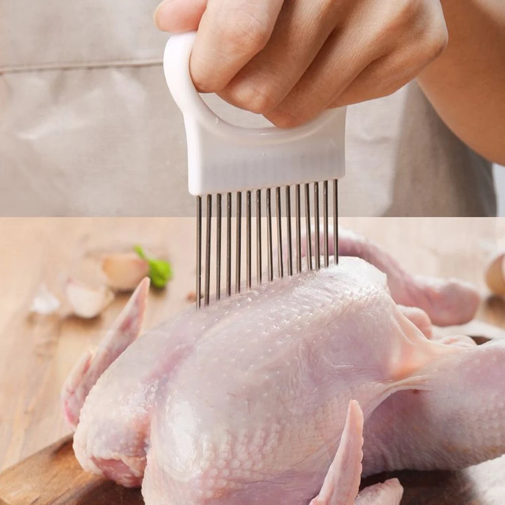 Forchetta per Cipolle, Coltello Salvadita in Acciaio Inossidabile Affettatrice per Verdure per Cipolla, Utensili da Cucina in Acciaio Inox, Adatto per Tagliare Carne, Verdura, Frutta