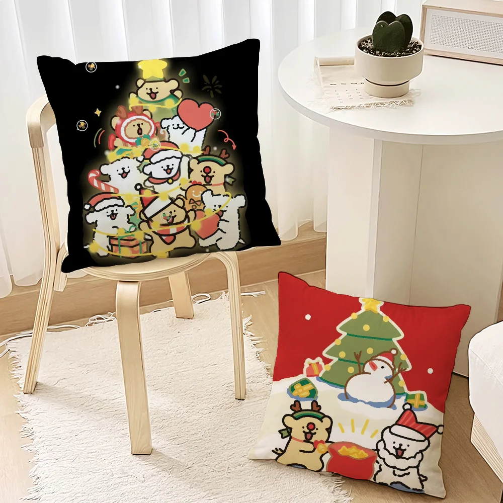 Cartoon line dog Chrismas maltese Pillow Case Living Room Accent Couch Back Support Square Lounge Restful Nap Companion ﻿