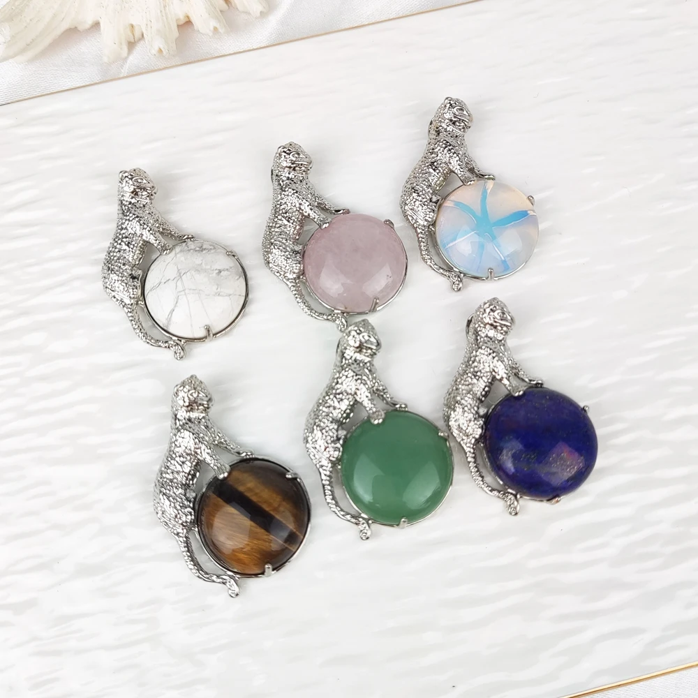 قلادة النمر ملك الحيوانات للرجال والنساء ، الحجر الطبيعي ، الجمشت ، أفنتورين أخضر ، قلادة Apal ، مجوهرات الحفلات ، الموضة