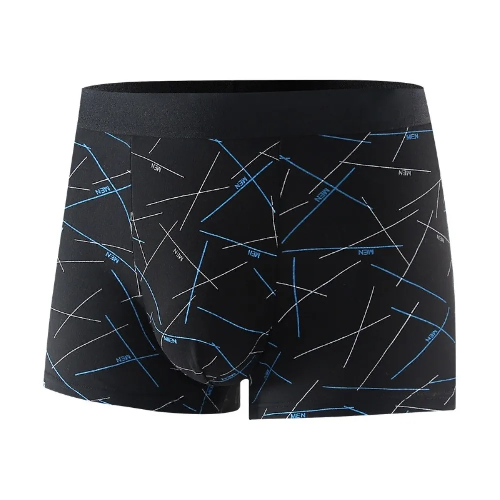 Soft English Letter Men's Boxer Briefs Mid Waist Large Size Underwear for Man Lingerie 4PCS Printed Panties Gifts