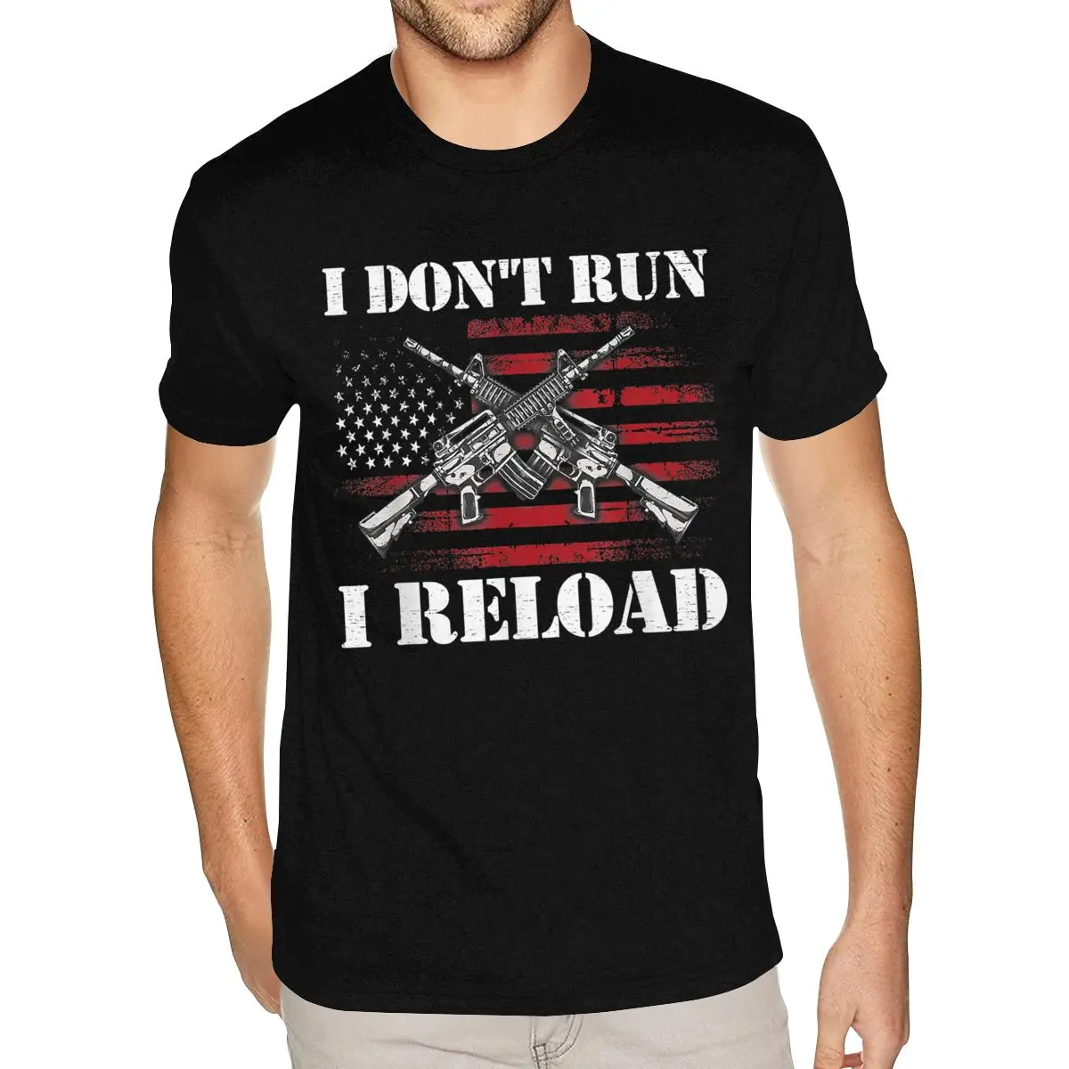 

Awesome I Don't Run I Reload Funny Gun Rights Pro Guns Owner Shirt Хлопковая мужская черная футболка 6XL