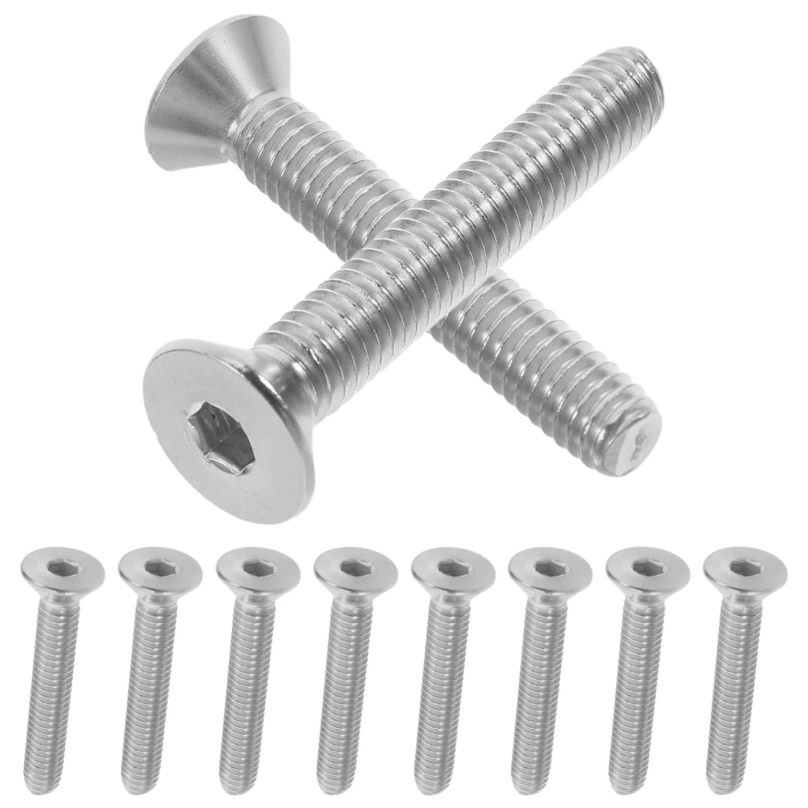 

10pcs Stainless Steel Screws 5/16-18X2 Inch Hex Socket Flat Head Full Thread Machine Bolts For Furniture Metal Fastening Heavy