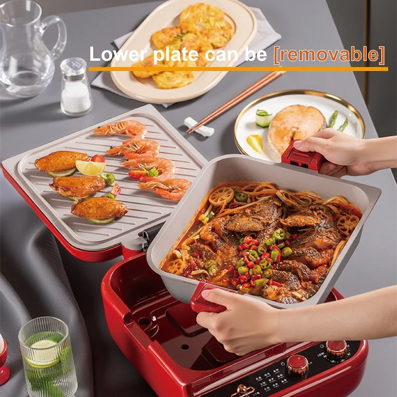 متعددة الوظائف الكهربائية فطيرة عموم على الوجهين التدفئة فطيرة عموم 4L إناء/ قدر للإزالة التيتانيوم الخزف غير عصا مقلاة