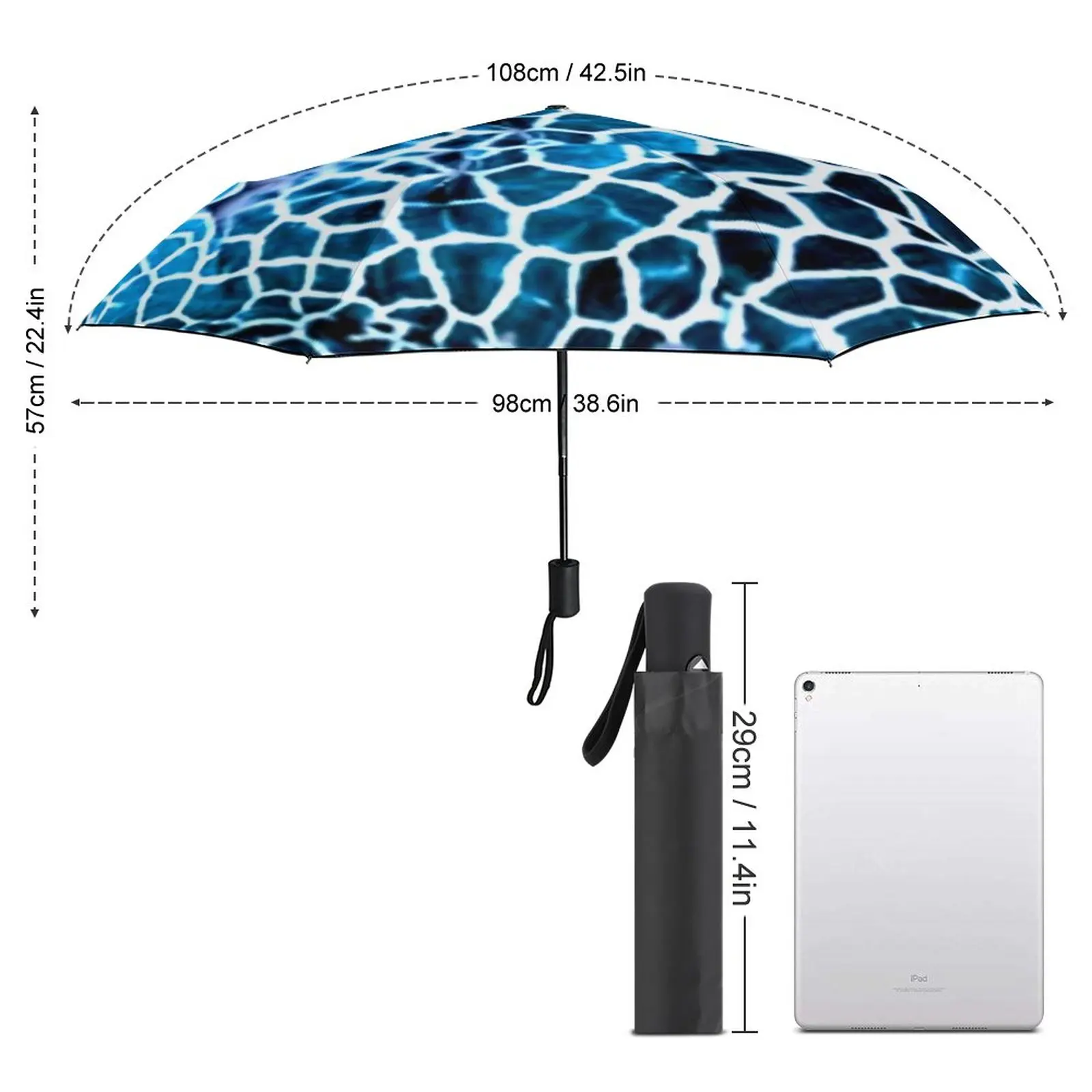 Giraffe Print Umbrella Blue and White Automatic Anti UV Umbrella Cheap Print Tours Compact Umbrella