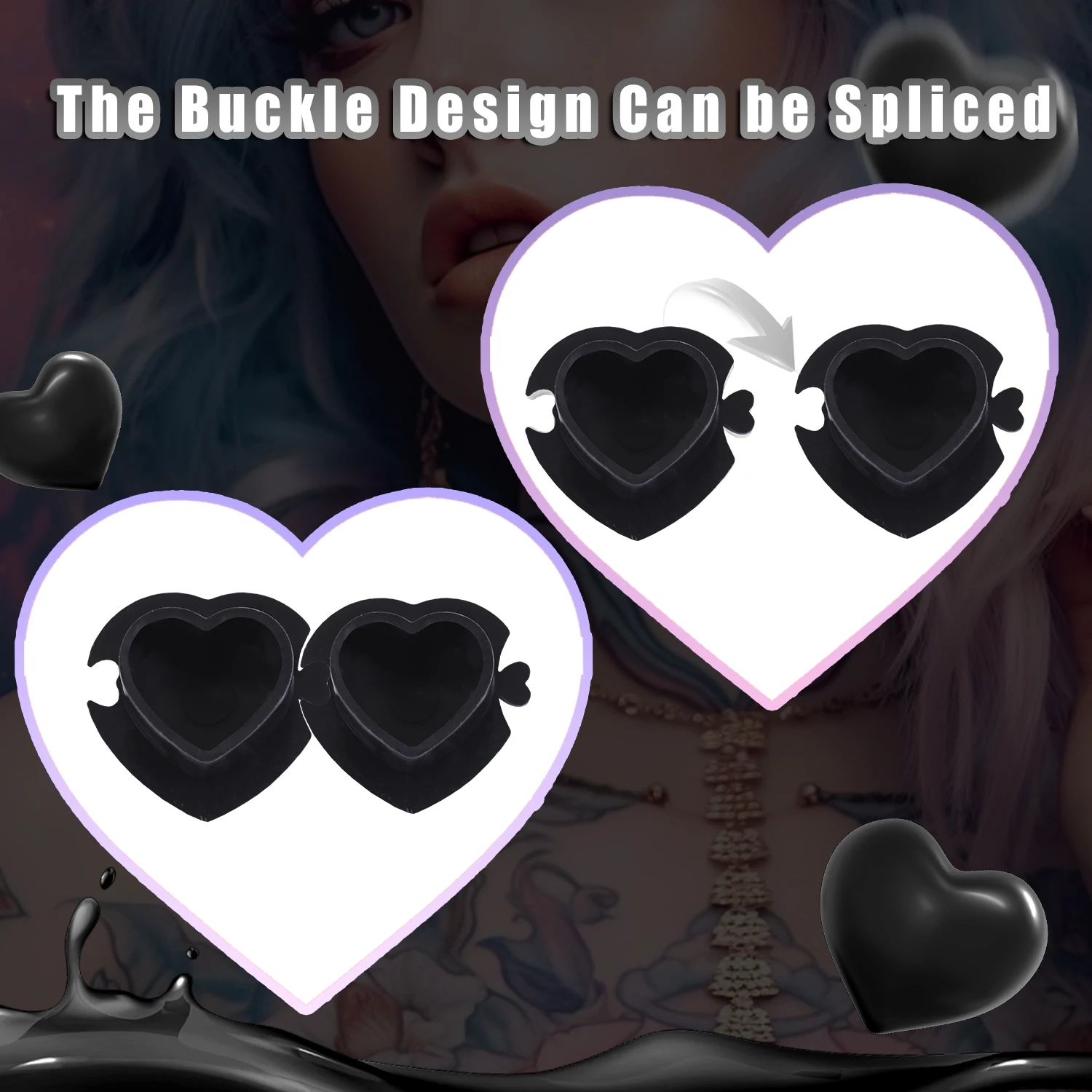 200/100/50 قطعة شكل قلب الوشم الحبر كوب متعدد الألوان المتاح الإبداعية تجميل دائم الصباغ حامل غطاء الحاويات #5