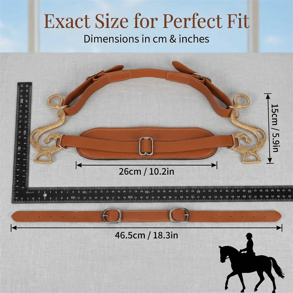 فرقة هاكامور الاحترافية للحصان، مبطنة وقابلة للتعديل مع سلسلة كبح تعزز راحة الركوب مظهرًا من الجلد البني