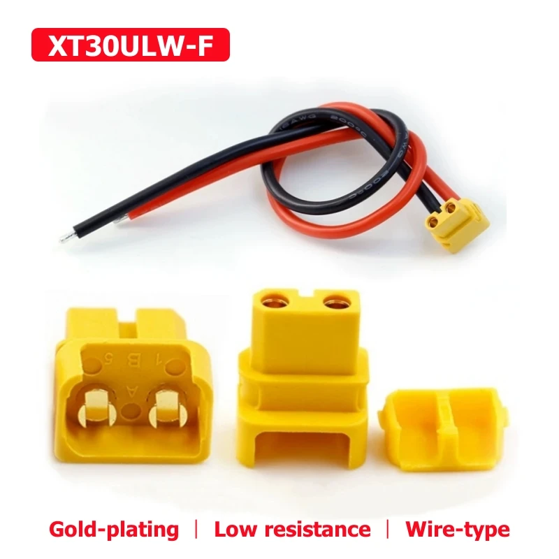 

XT30ULW Female Connector XT30U 90 Degree Welding cable Large current docking plug For RC Airplane Drone