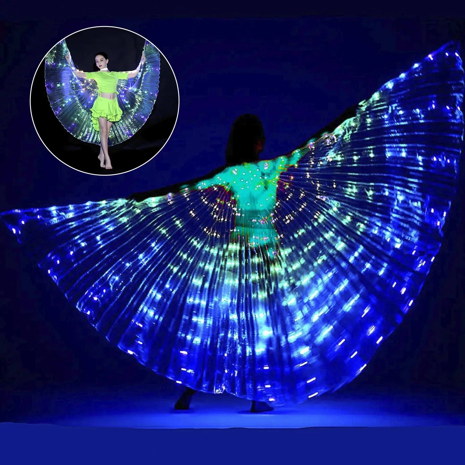 Luminous LED Butterfly Wings Isis Wings Light Up Belly Dance Wings Glow Angel Dance Adults Child Performance glowing  lighted