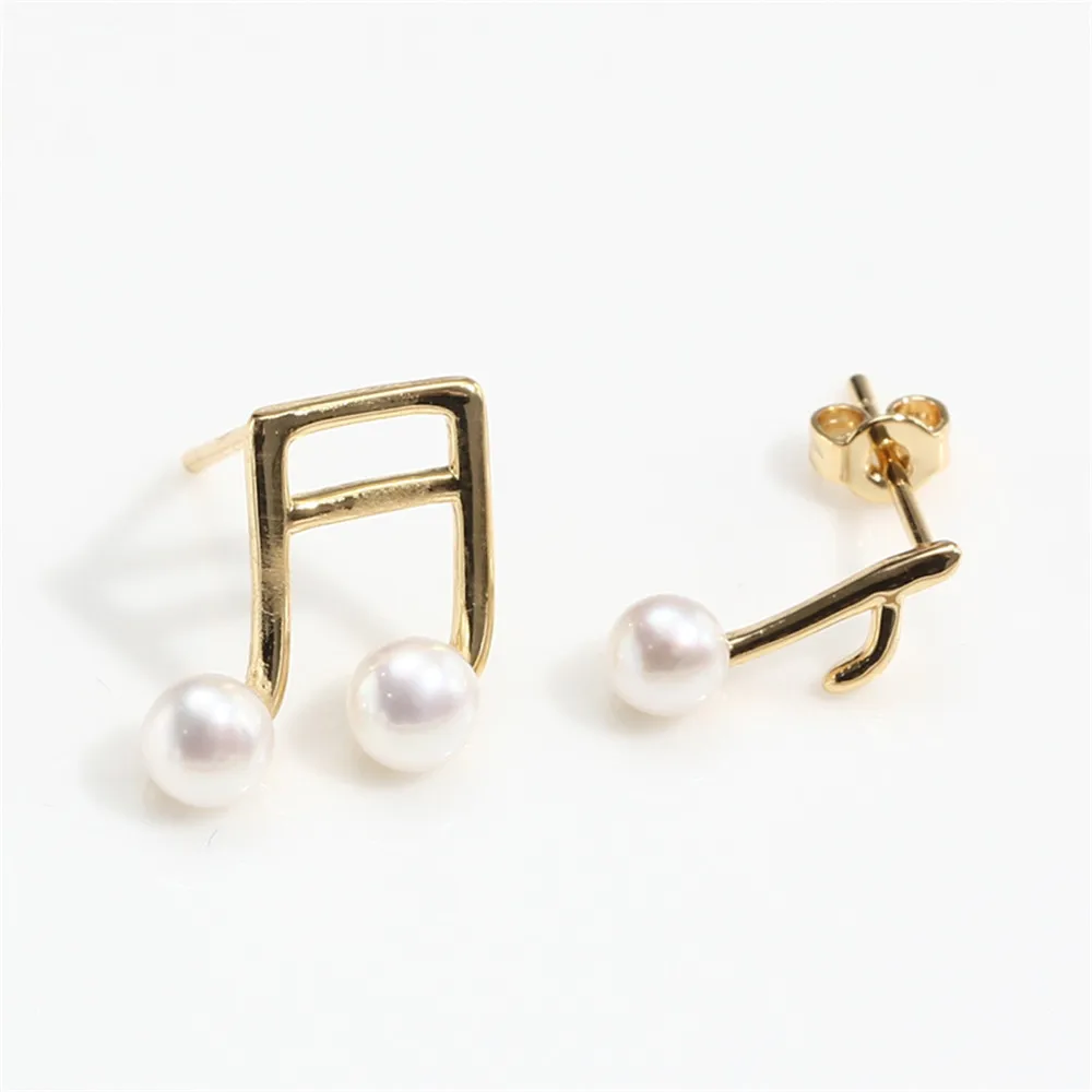 

Domestic Copper-clad Gold Plating Real Gold Craft Note Earrings AB Model Earrings 925 Silver Pearl DIY Accessories Material