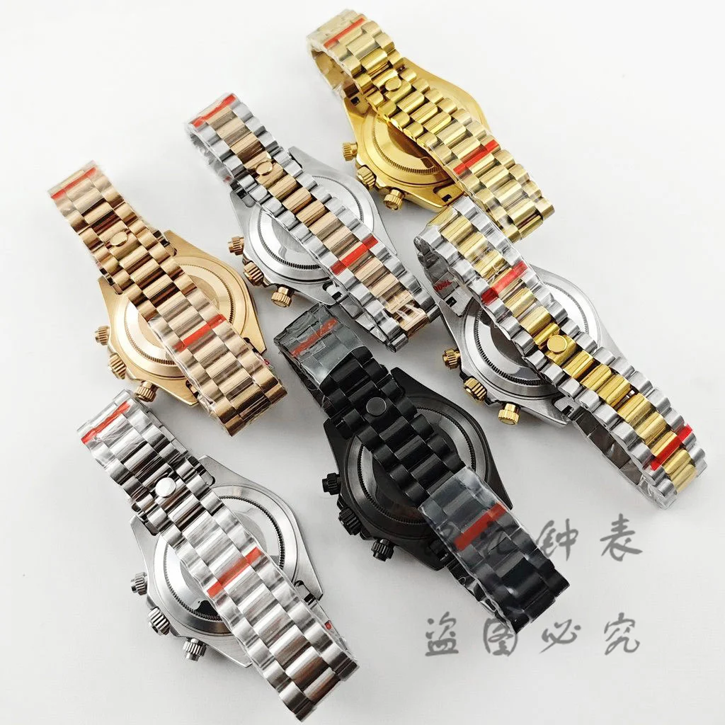 VK63 40mm Daytona Schwarze Lünette Präsidentenarmband Uhrengehäuse Saphirglas Uhrenzubehör für VK63 VK64 Quarzwerk – Detail 4