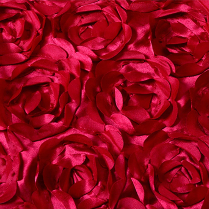 3D Floral Fabric Three Dimensional White Red Rose for Diy Sewing Wedding Carpet Dress Background Design Cloth