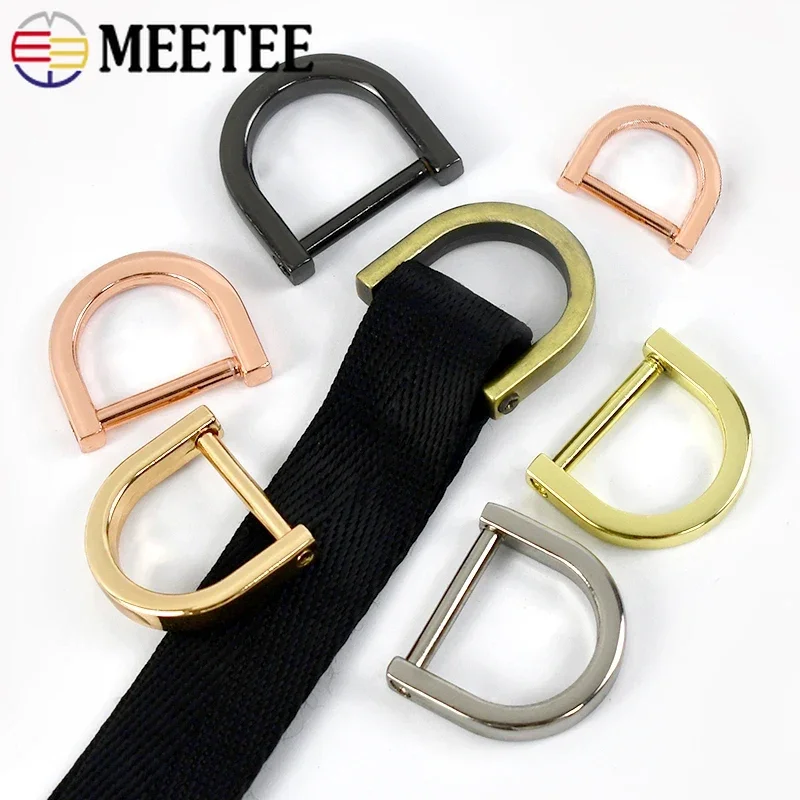 10Pcs 10-38mm Removable D Ring Metal Buckles Bag Strap Hook Screw Clasp Handbag Belt Keyring Connection Buckle DIY Accessories