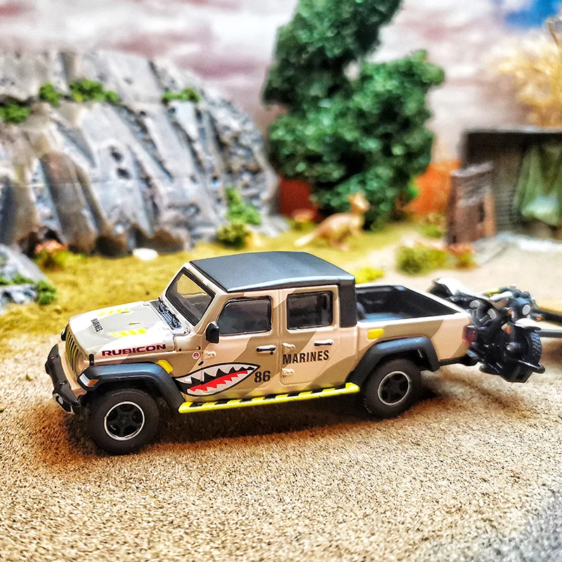 

1:64 2020, Jeep Gladiator Rubicon, высокая имитация сплава, модель автомобиля, Коллекционная игрушка, подарок, сувенир, украшение для дисплея