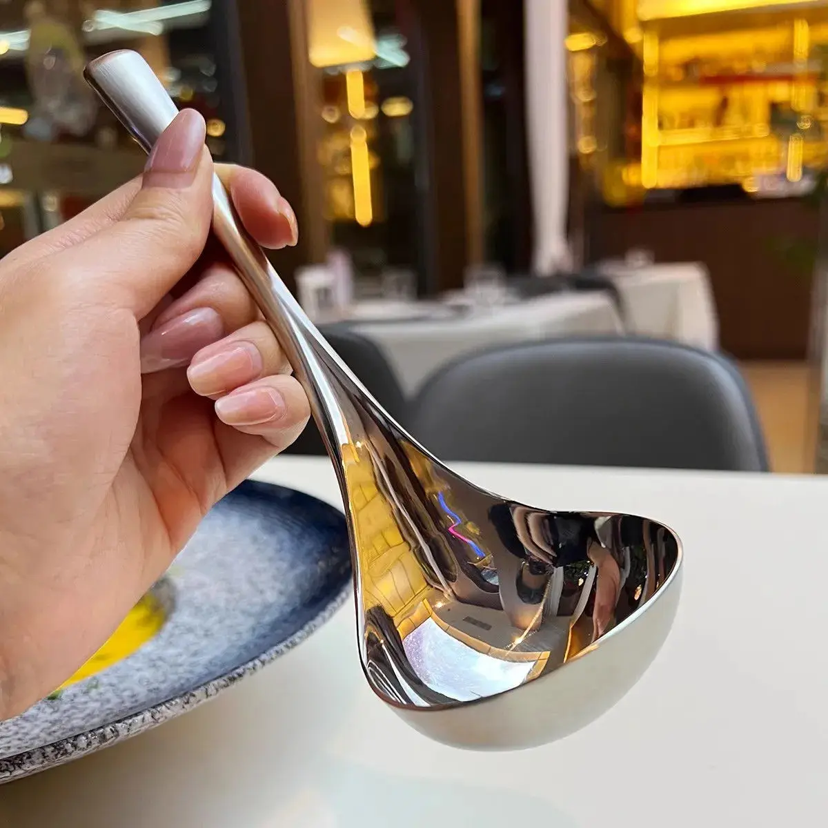Thicken Stainless Steel Spoon Long Handle Stainless Steel Hot Pot Scoops Cooking Utensils Rice Spoon Kitchen