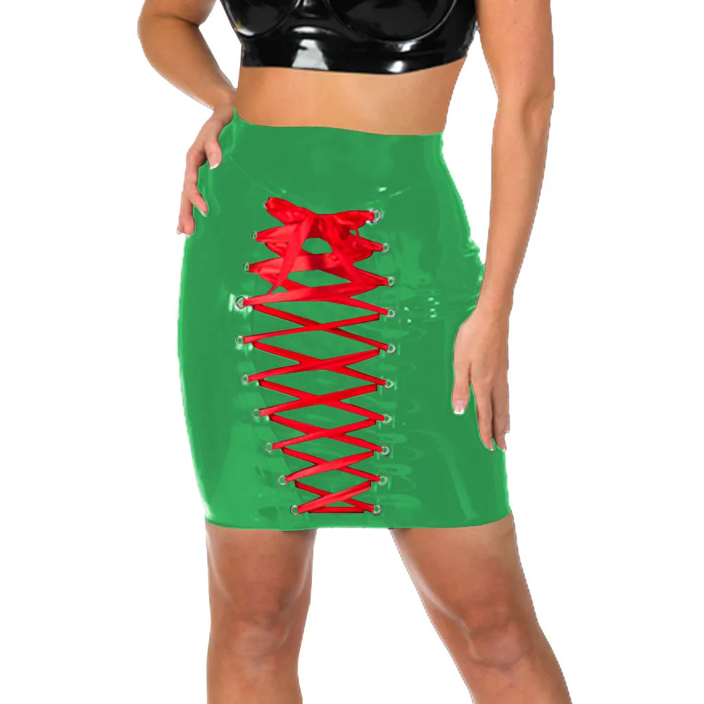 

Фетиш Сексуальные Бандажные Мини-юбки для вечеринок Клубная одежда Винил ПВХ Кожа Slim Fit Юбки-карандаш Сисси Узкие юбки с высокой талией