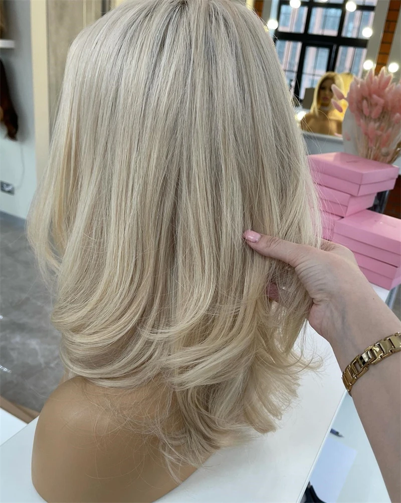 Perruques blondes ombrées pour femmes, 100% vrais cheveux humains, dentelle transparente HD, perruque Frmetals, cheveux brésiliens Remy, perruque courte Bob, pré-plumée