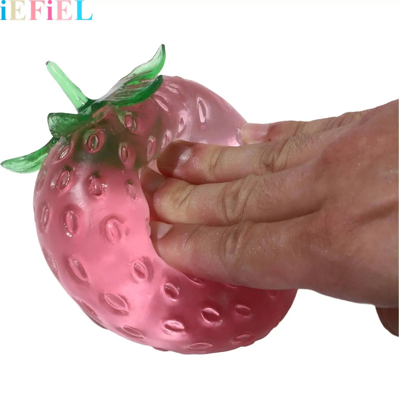 

Realistic Strawberry Squishy Soft Stress Relief Toy Fun Sensory Squeezable Toy with Slow Rising Fruit Ball for Children