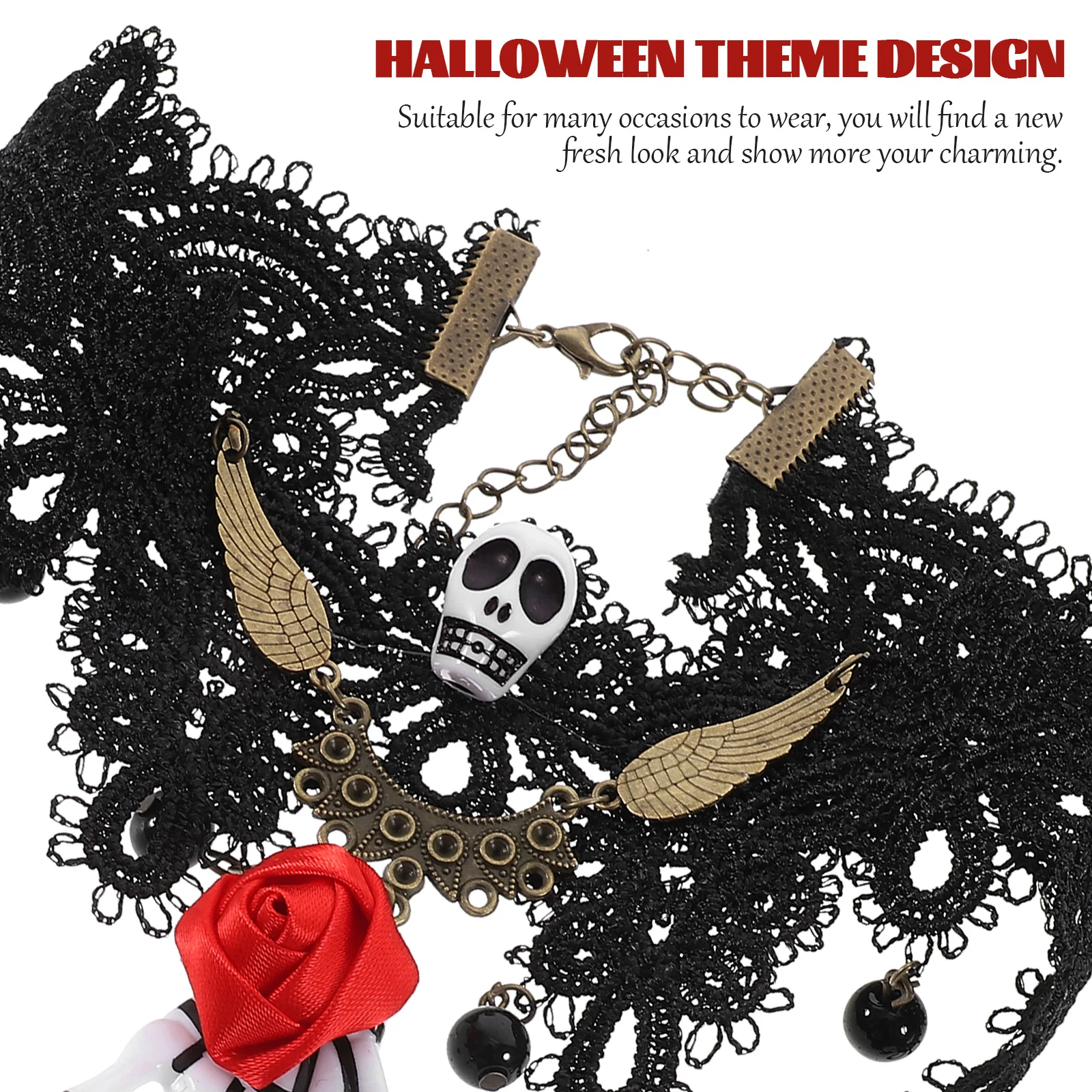 

1pc Halloween Hand Necklace Gothic Punk Style Choker Masquerade Costume Jewelry Party Accessories Skull Neck Chain