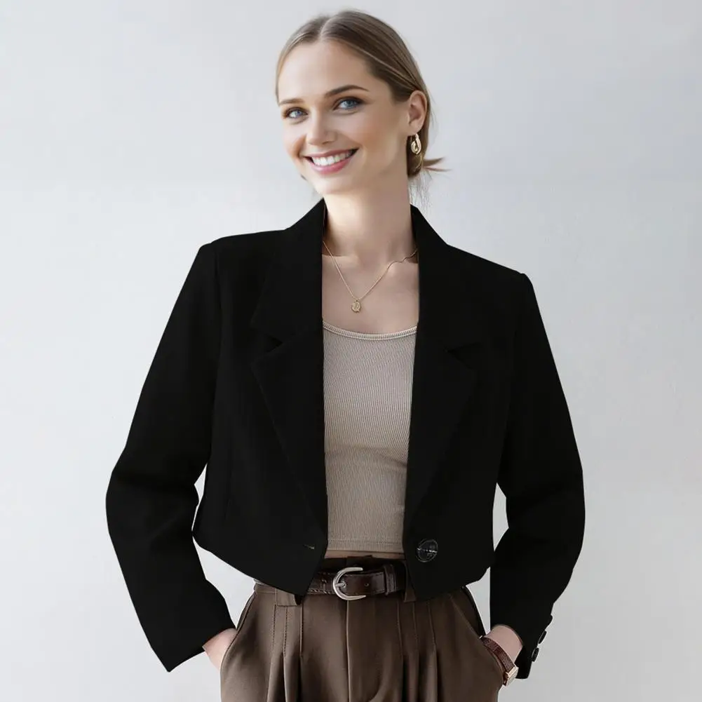 

Women's Spring and Fall New Fashion Loose Solid Color Short Suit Jacket, High Design Sense Single-button Commuter Suit Jacket
