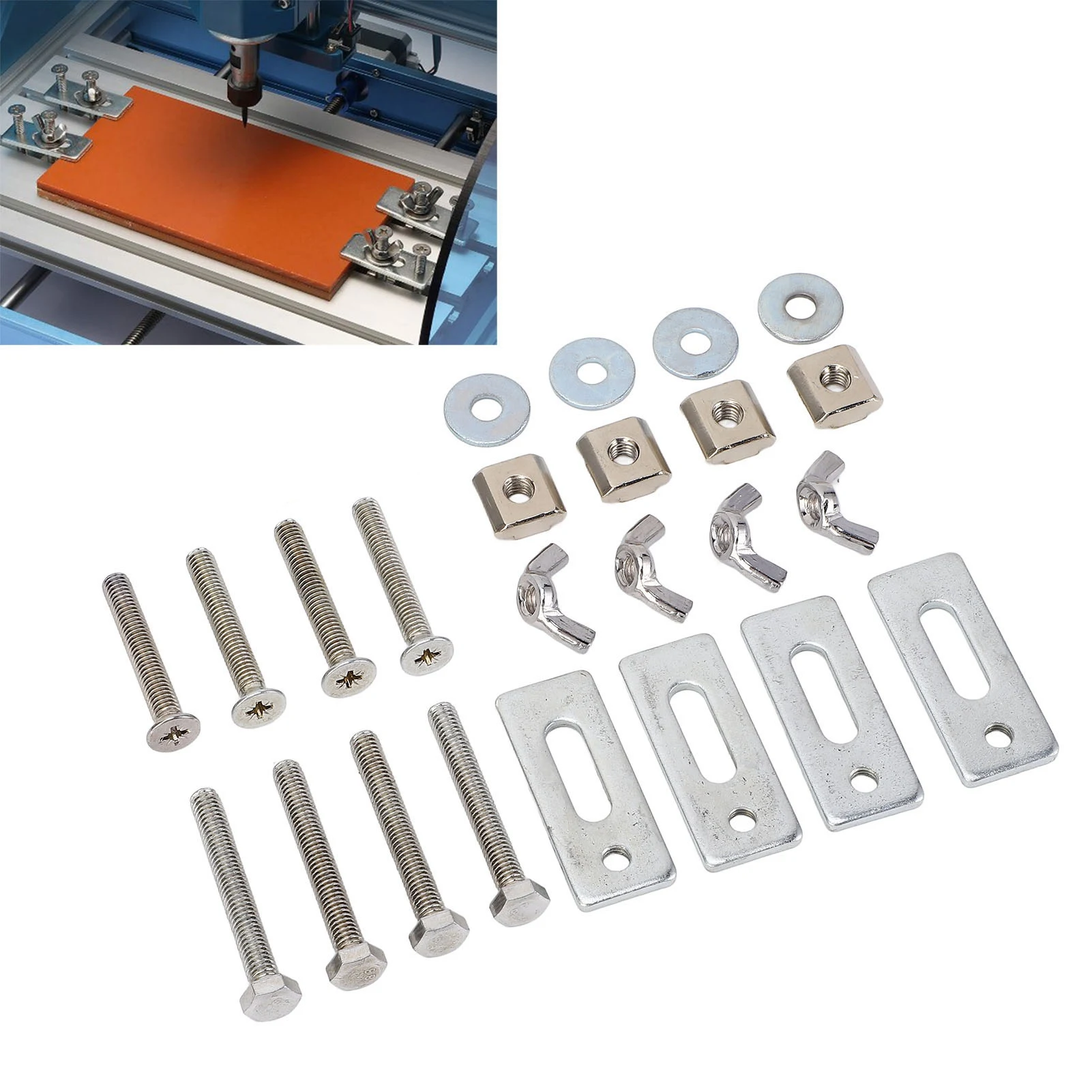 4 Pcs T Track Mini Hold Down Clamp M6 Nut Zinc Aluminum Alloy T Track Clamp for 3018 Series CNC Router
