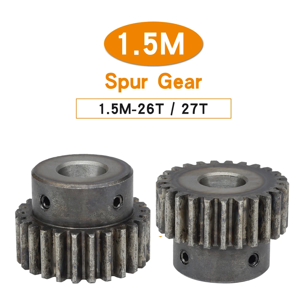 1.5 M-26T/27T Spur Gear Teeth Pitch 4.71mm Bore 8-17 mm Motor Gear SC45 Carbon Steel Blackening High Frequency Quenching