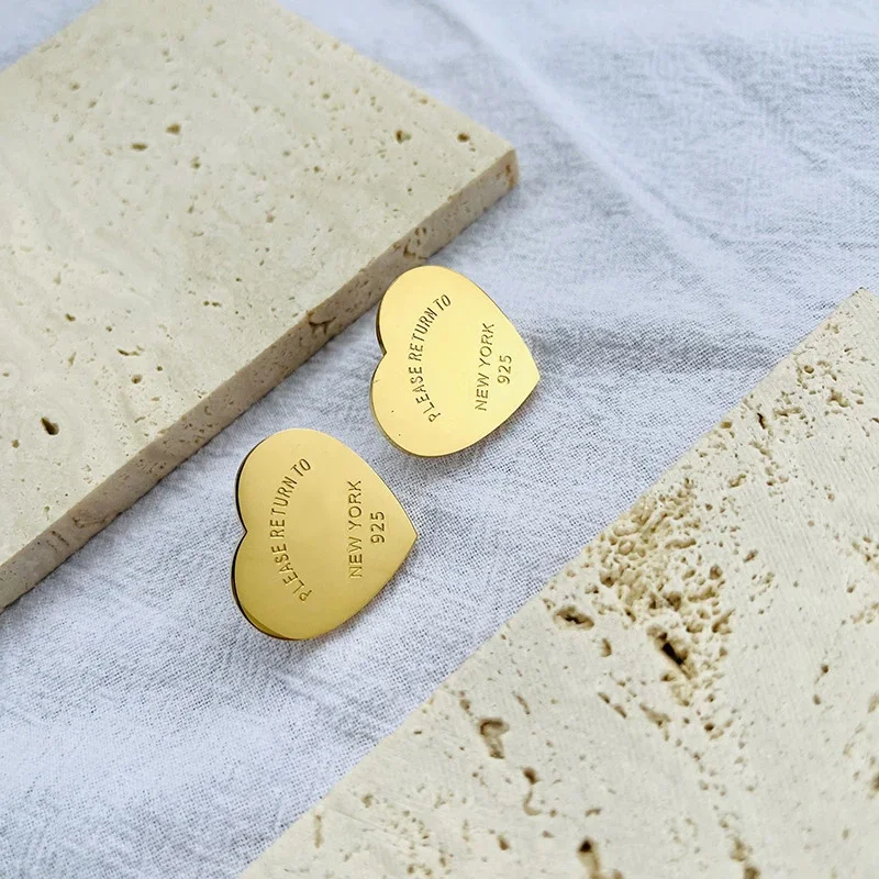 أقراط LENNIK المطلية بالذهب عيار 18 قيراط على شكل قلب متوفرة للإكسسوارات المزخرفة التي يمكن ارتداؤها للنساء والهدايا الكلاسيكية