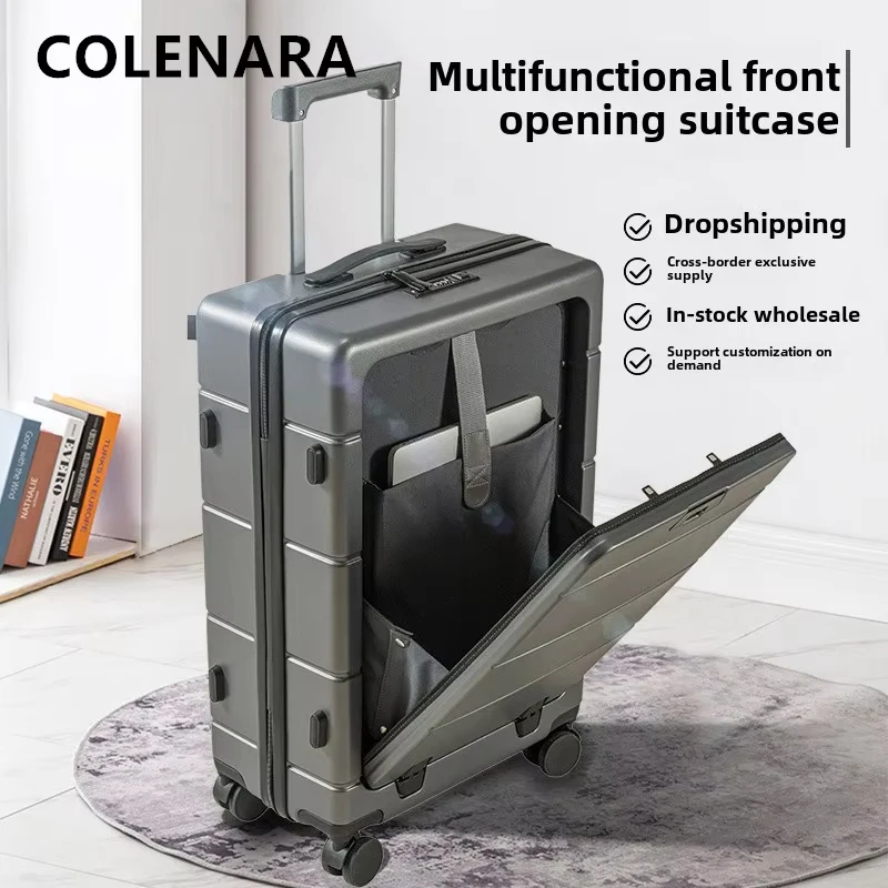 COLENARA maleta para portátil cubierta de carrito con carga USB caja de embarque multifuncional 20 "24" 26 pulgadas con ruedas equipaje rodante