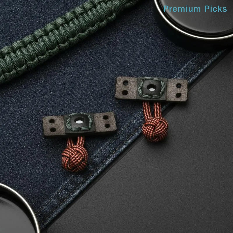 portableD-type Magnetic Suction Slingshot Accessories Double Hole Wear-resistant Leather Pocket Holder for Outdoor Adventure Use