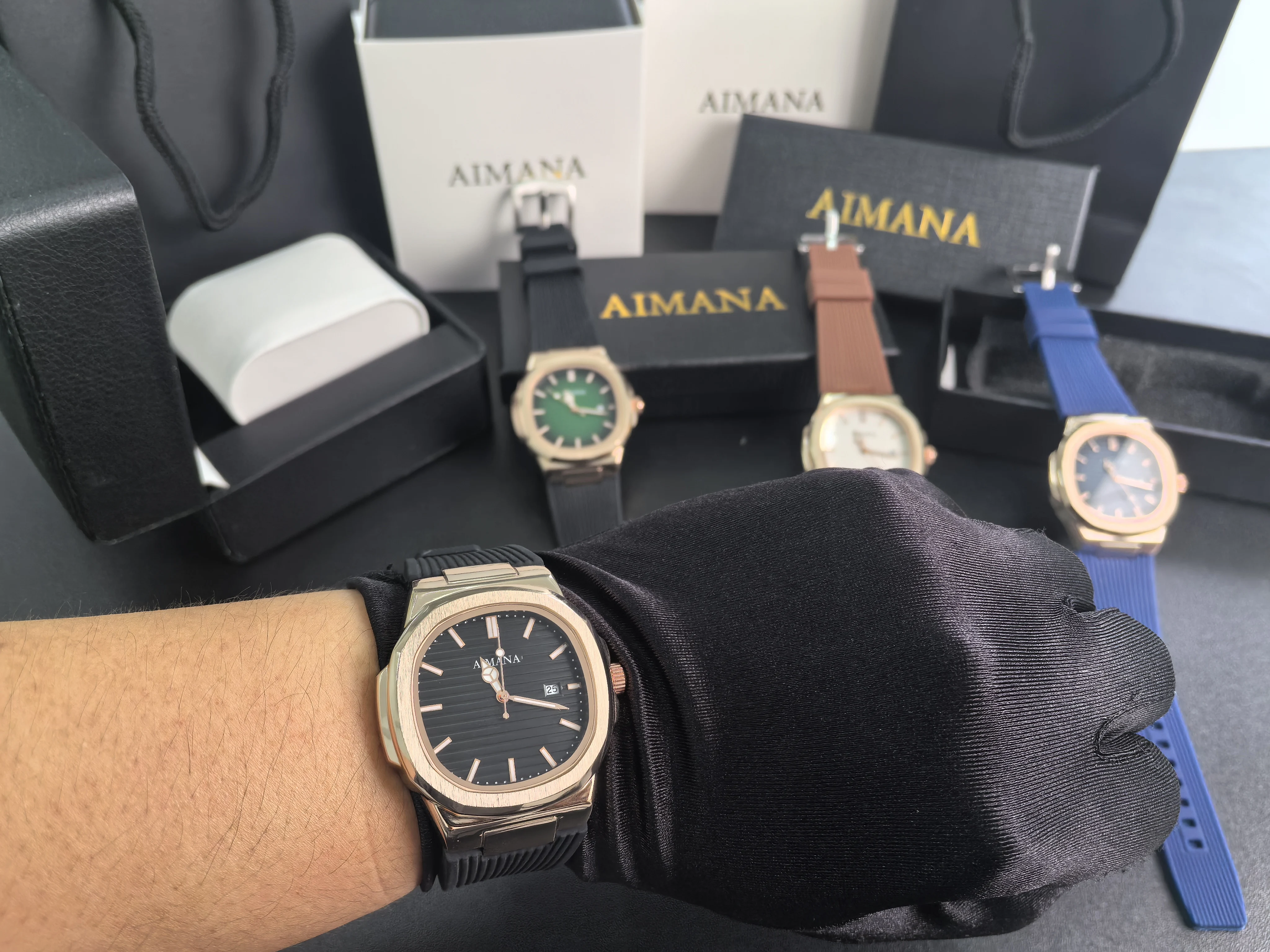 ساعة ذهبية وردية للجنسين بسوار سيليكون ساعة عصرية للرجال والنساء