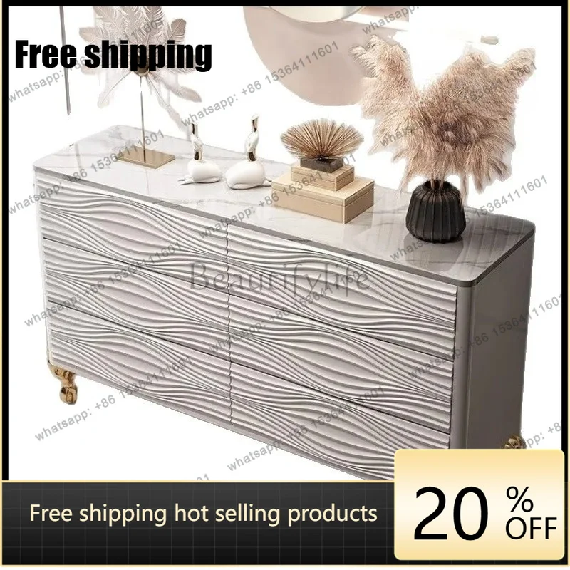 

zj.Rock slab entrance chest cabinet solid wood drawer kitchen dining side cabinet living room storage decorative cabinet