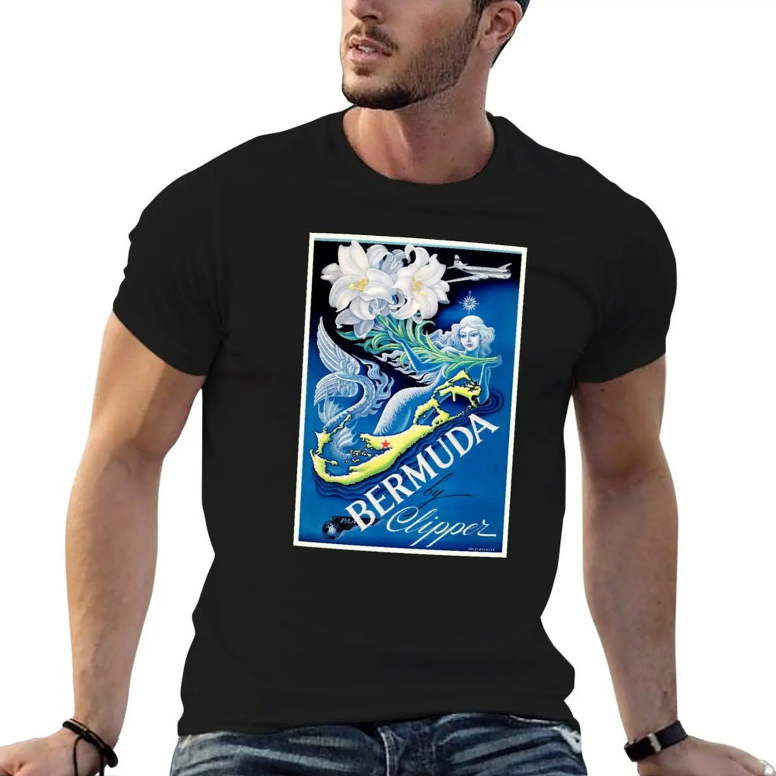 

1949 Bermuda Airline Advertising Travel Poster T-Shirt man t shirt graphic graphic t shirts for man T-Shirt