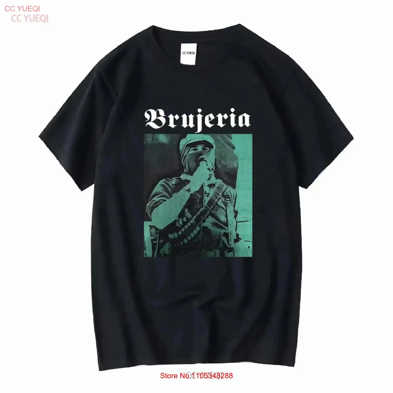 Brujeria Band For Fans Schwarzes T-Shirt aus Baumwolle in voller Größe JH133 Vintage Washed Stylisch Leicht Streetwear Lässig Vintage Washed