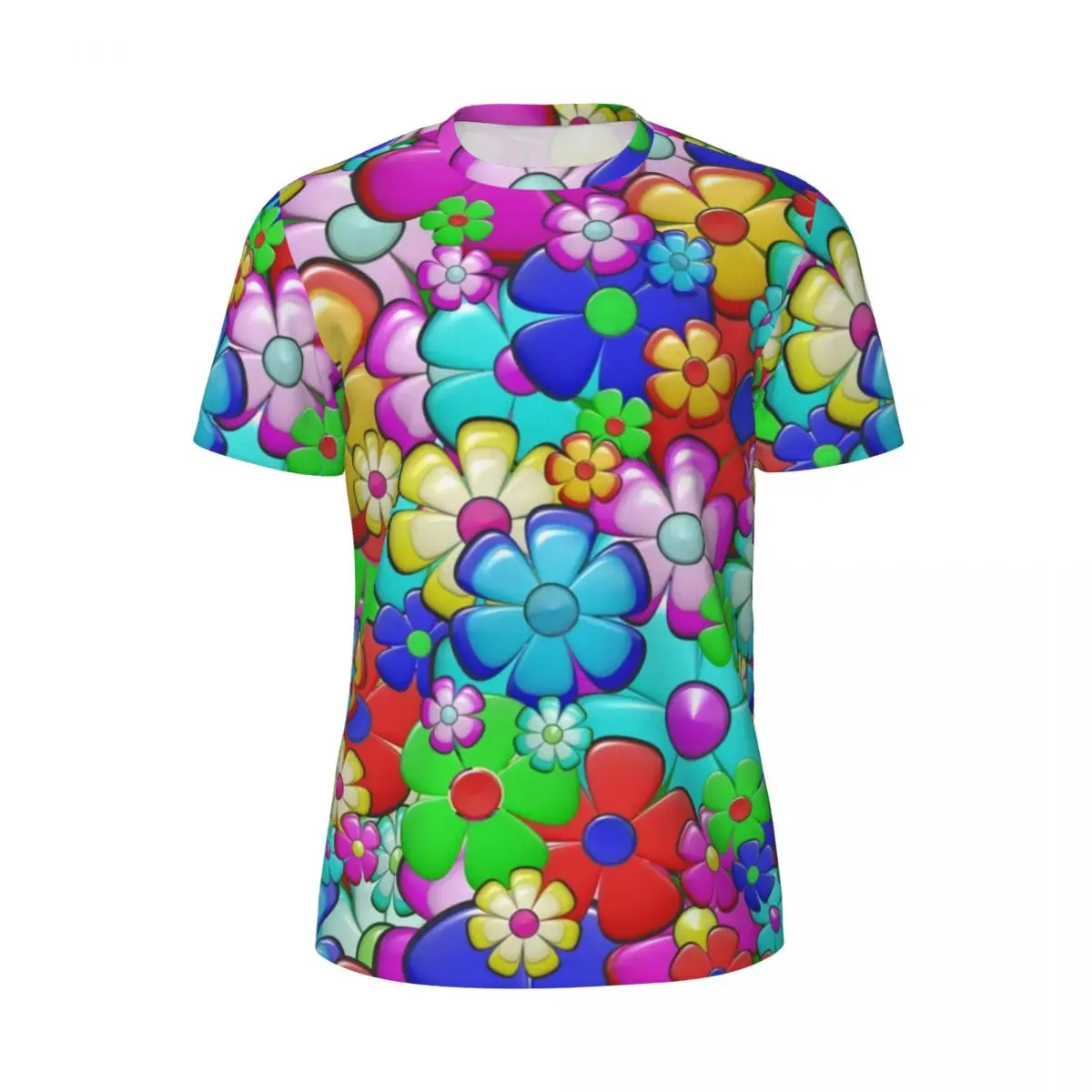 

Bright Flower Power Running T Shirt Beach Vintage 70S Print Awesome T Shirts Trending Tshirt For Men Graphic Top Tees Big Size
