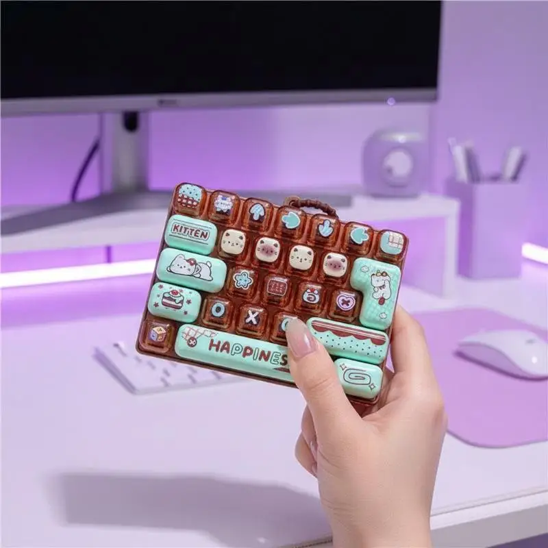 Cute Anti-Stress Decompression Toy 26 Key Fidget Button Toy Waterproof Bag Pendant for Adults Anxiety Relief