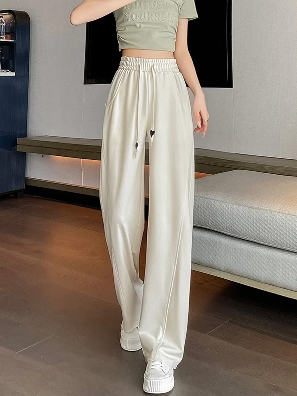 Ice Silk Banana Wide Leg Pants Ladies Spring Summer Thin Small Casual Narrow Sport Sweatpants Cool Feeling Drapey Pants