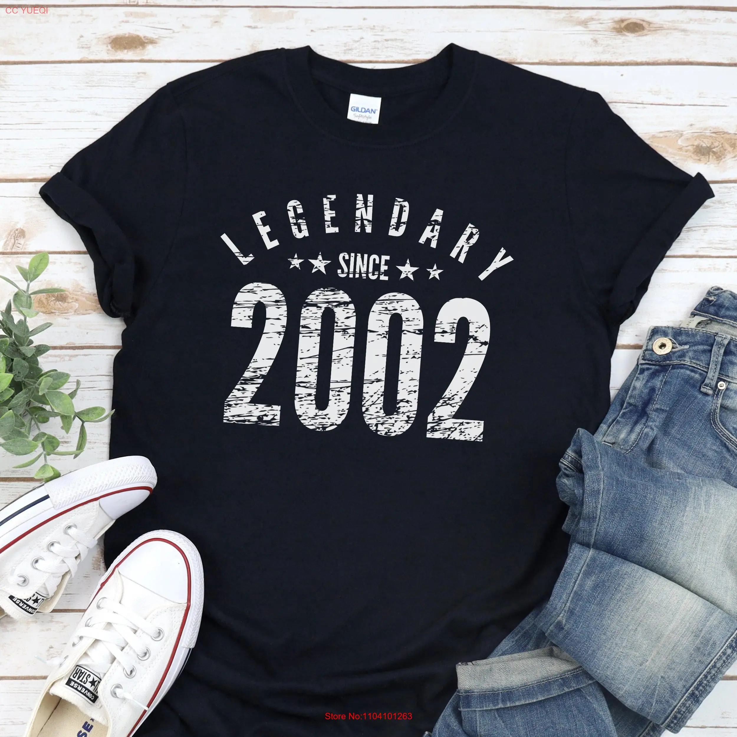 

Funny 22nd birthday gift for men and women Legendary Since 2002 shirt Born in s 22 year old long or short sleeves