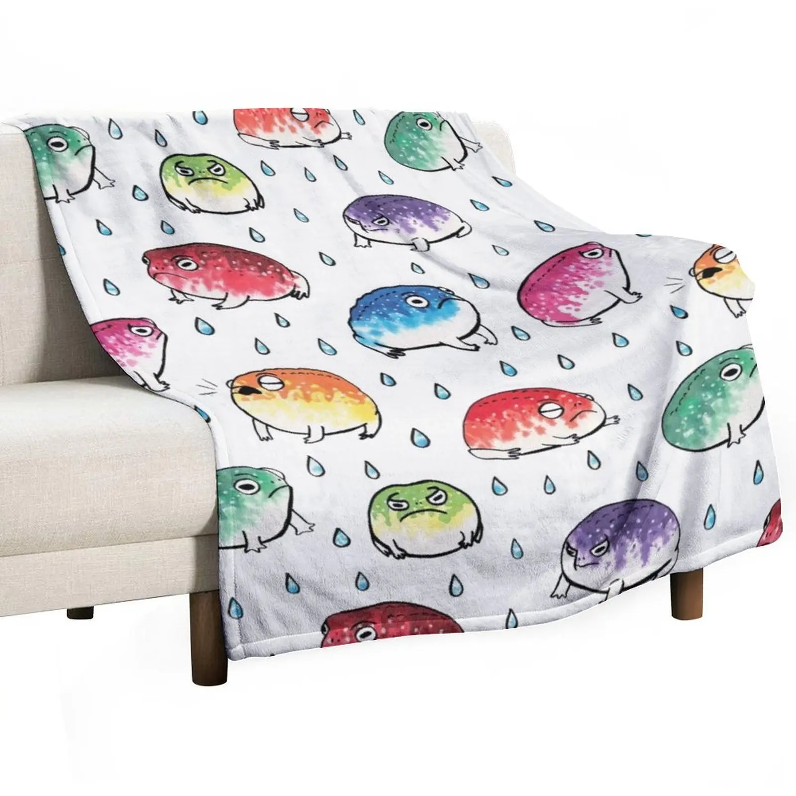 Round Rain Frogs Throw Blanket decorative Decoratives Decorative Sofa Furrys Blankets