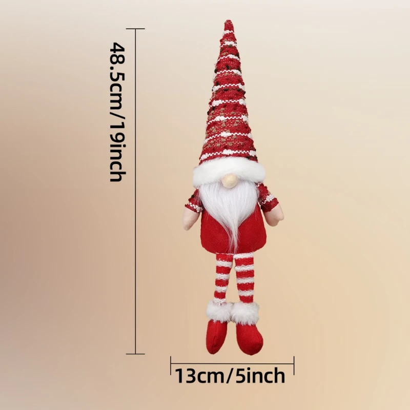 Christmas Gnome Sitting Figurine Red Green Long Leg Santa Nordic Tomte Holiday Tabletop Decor for Home Christmas Party