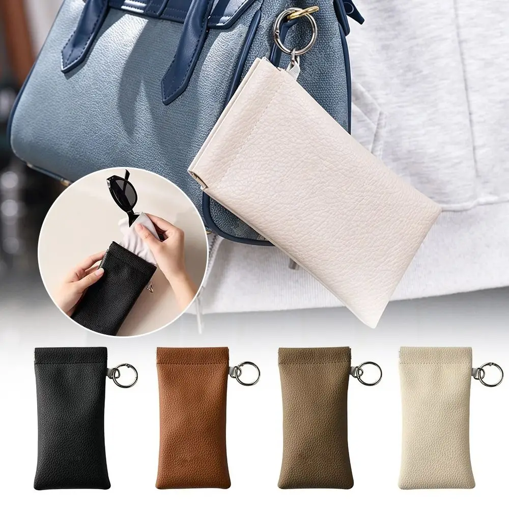 PU Leather Eyeglass Storage Bag Automatic Closure Dustproof Sunglasses Case Hanging Spring Hinge Glasses Storage Bag Travel Use