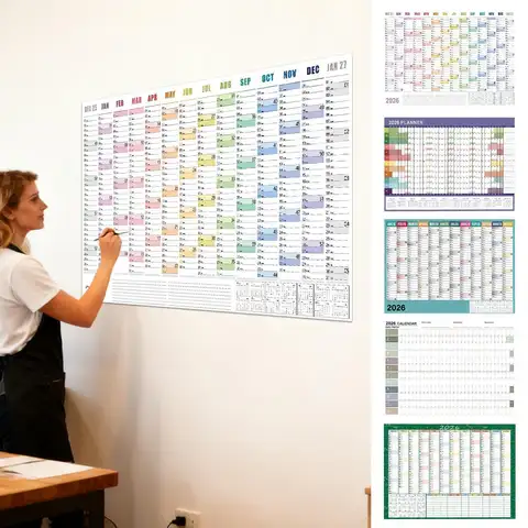Large 2026 Wall Calendar 29x20 Inch with Stickers Monthly Planner for Office Home School Study Schedule Organizer Memo Board
