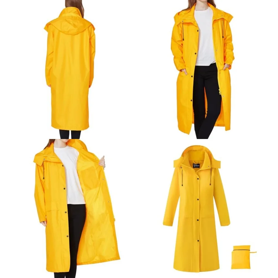

Ubon Women's Rain Coat Waterproof with Hood Long Raincoat Packable Rain Jacket Casual Windbreaker