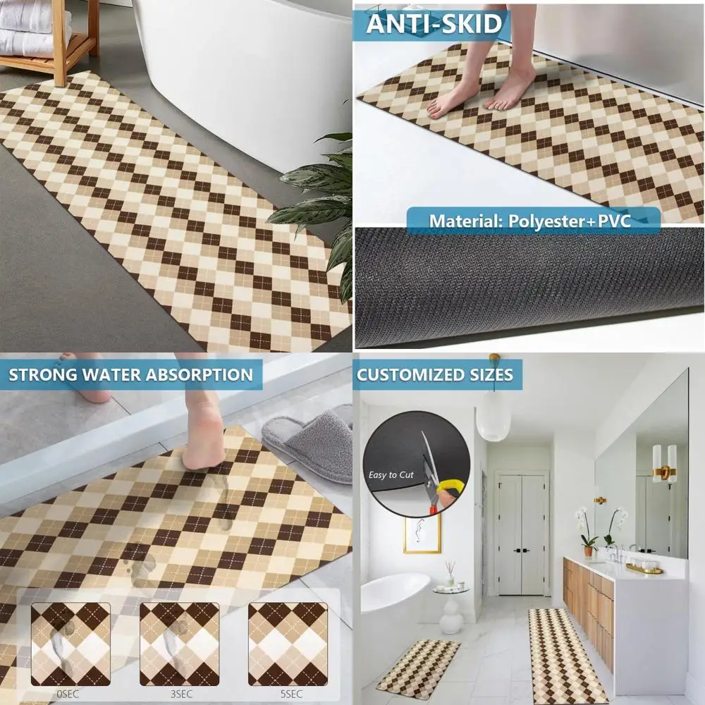 

резиновые нескользящие, быстросохнущие, супервпитывающие тонкие коврики для ванной по индивидуальному заказу, моющиеся для оформления дверей, идеально подходят для пола в ванной комнате.