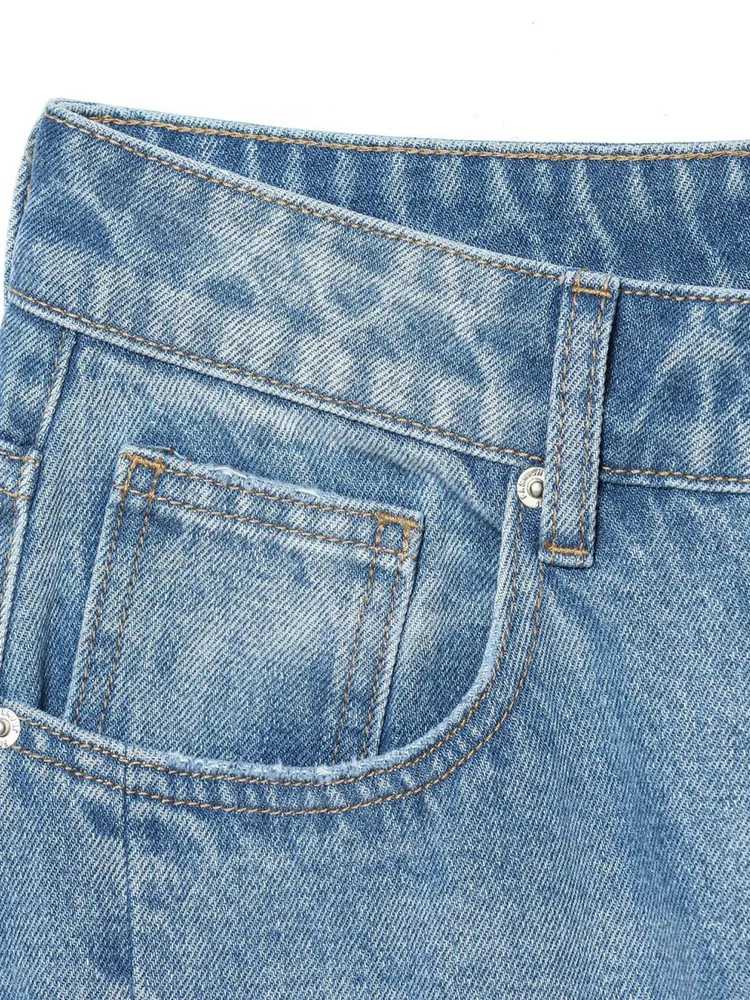 Fall 2025 New Blue Boyfriend Sle Loose Wide Leg Pants Women's Jeans High Waist Cotton Soft Pure Color Outdoor Use