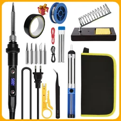 새로운 전기 납땜 인두 16IN1 80W LCD 디지털 디스플레이 180-500 조정 가능한 교체 가능한 헤드 납땜 인두 주석 펜 용접 키트